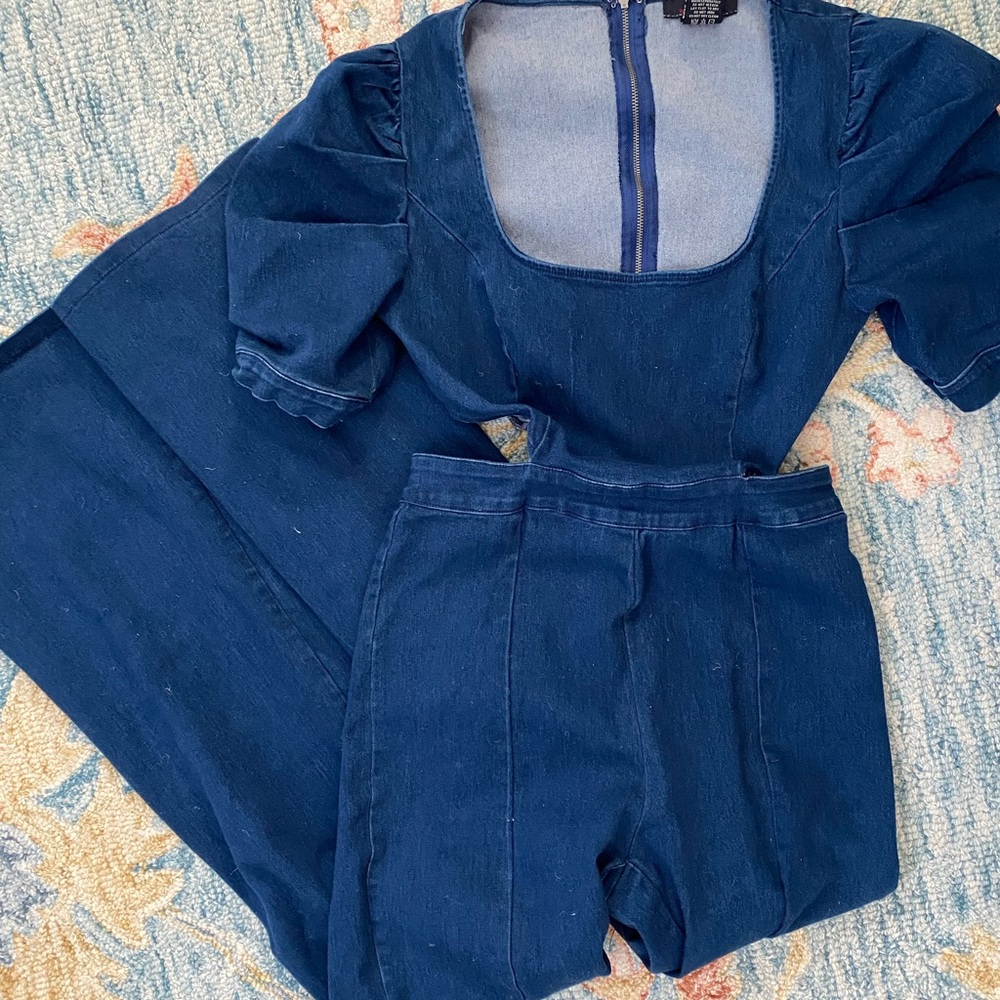 Women's Denim Blue Jumpsuit, Size M